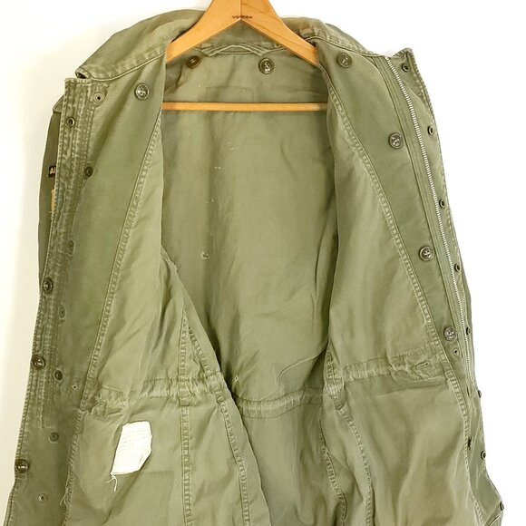 Vtg Military Coat Man's Small? OD Green 50s Distressed Thrashed - Picture 11 of 16